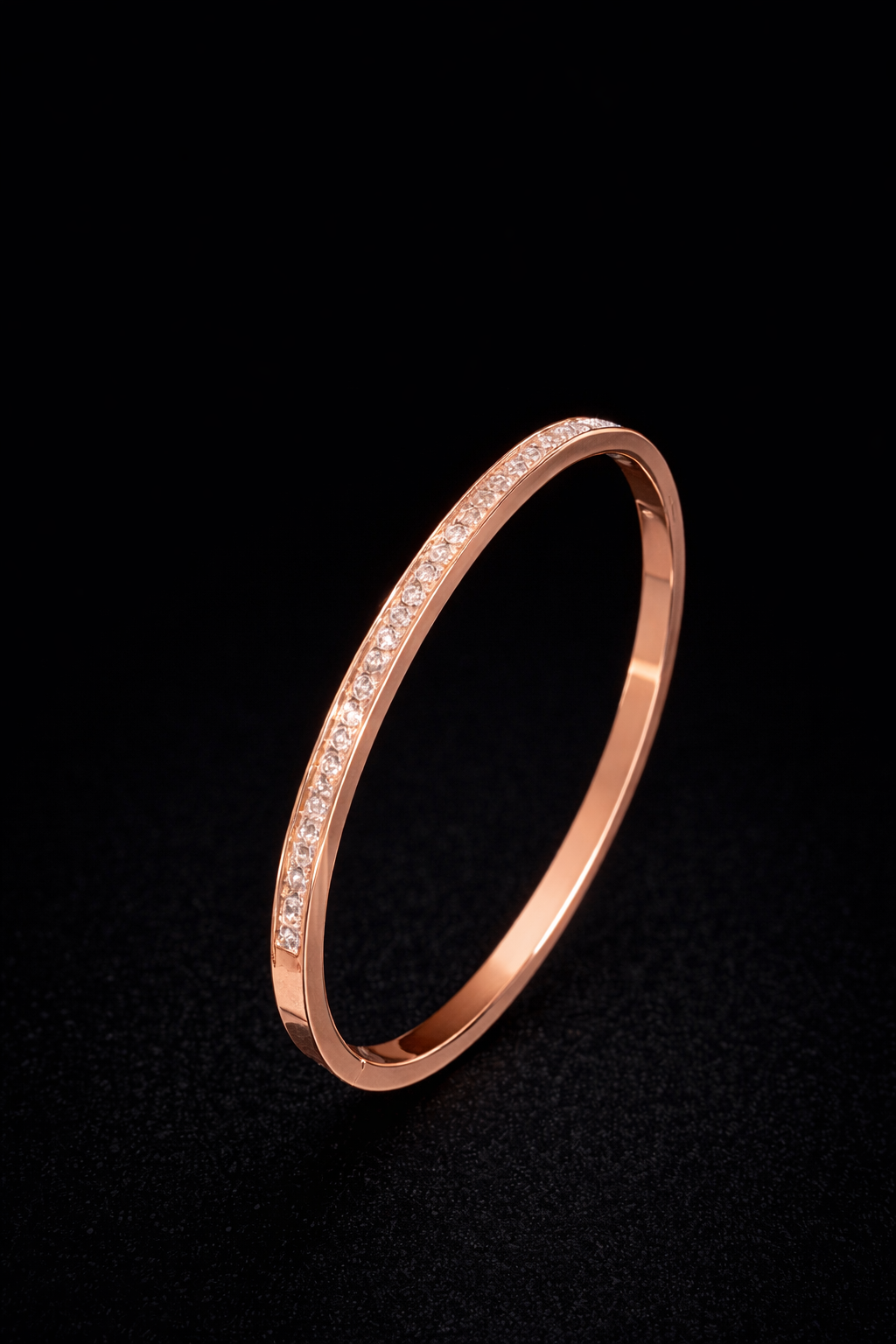 S. Steel Thin Gold Rose Bangle
