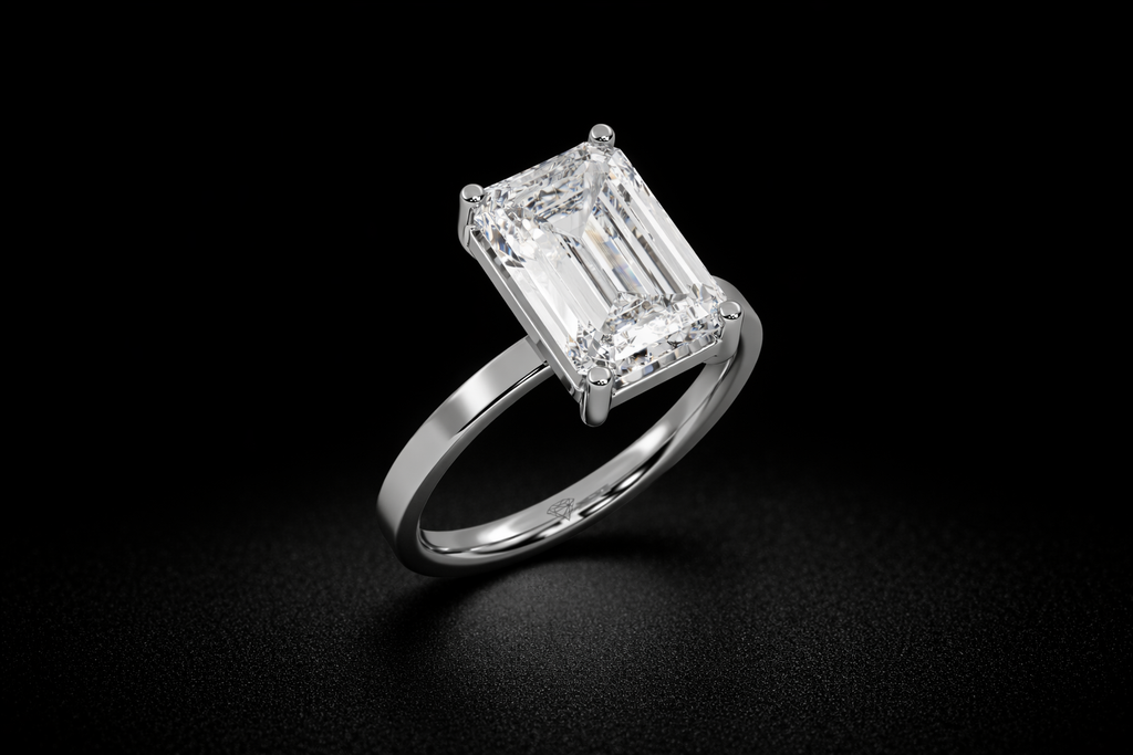 Emerald Cut Solitaire Ring Lab Grown Diamond