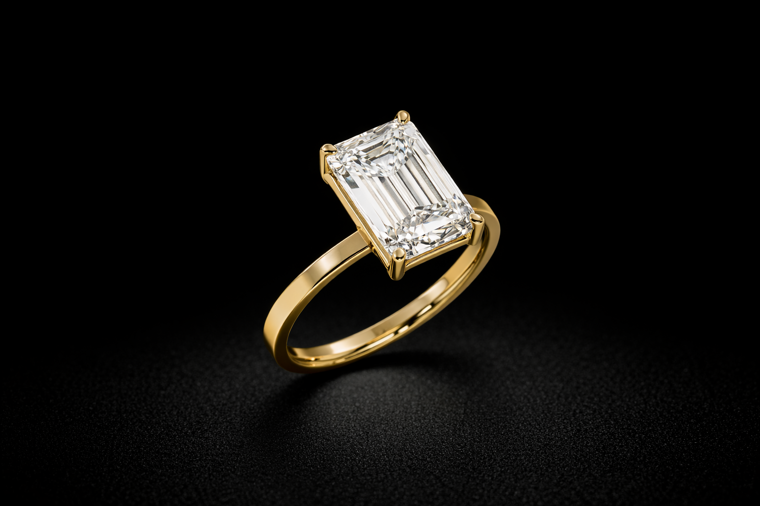 Emerald Cut Solitaire Ring Lab Grown Diamond