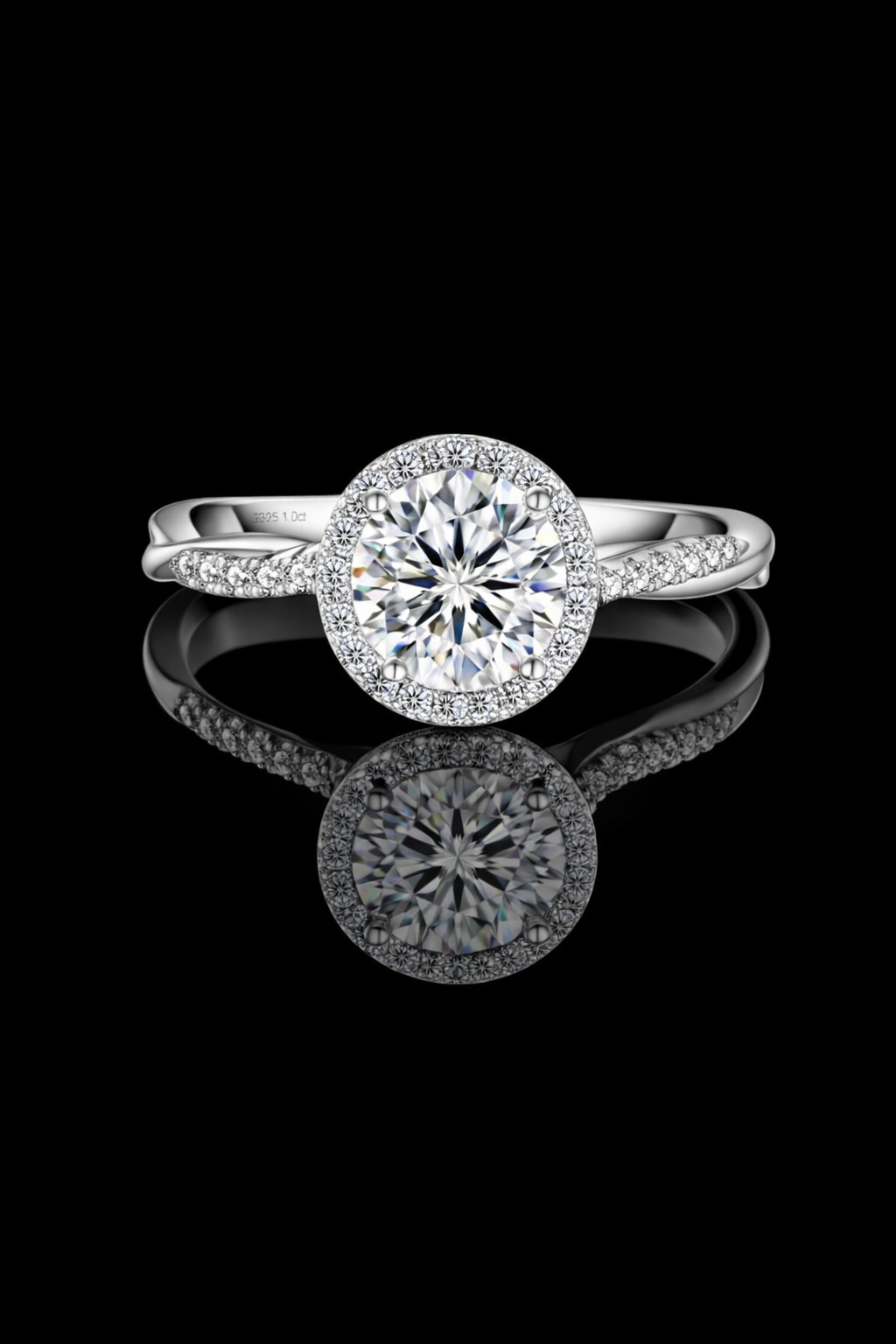 Aurora Halo Twist Moissanite Ring