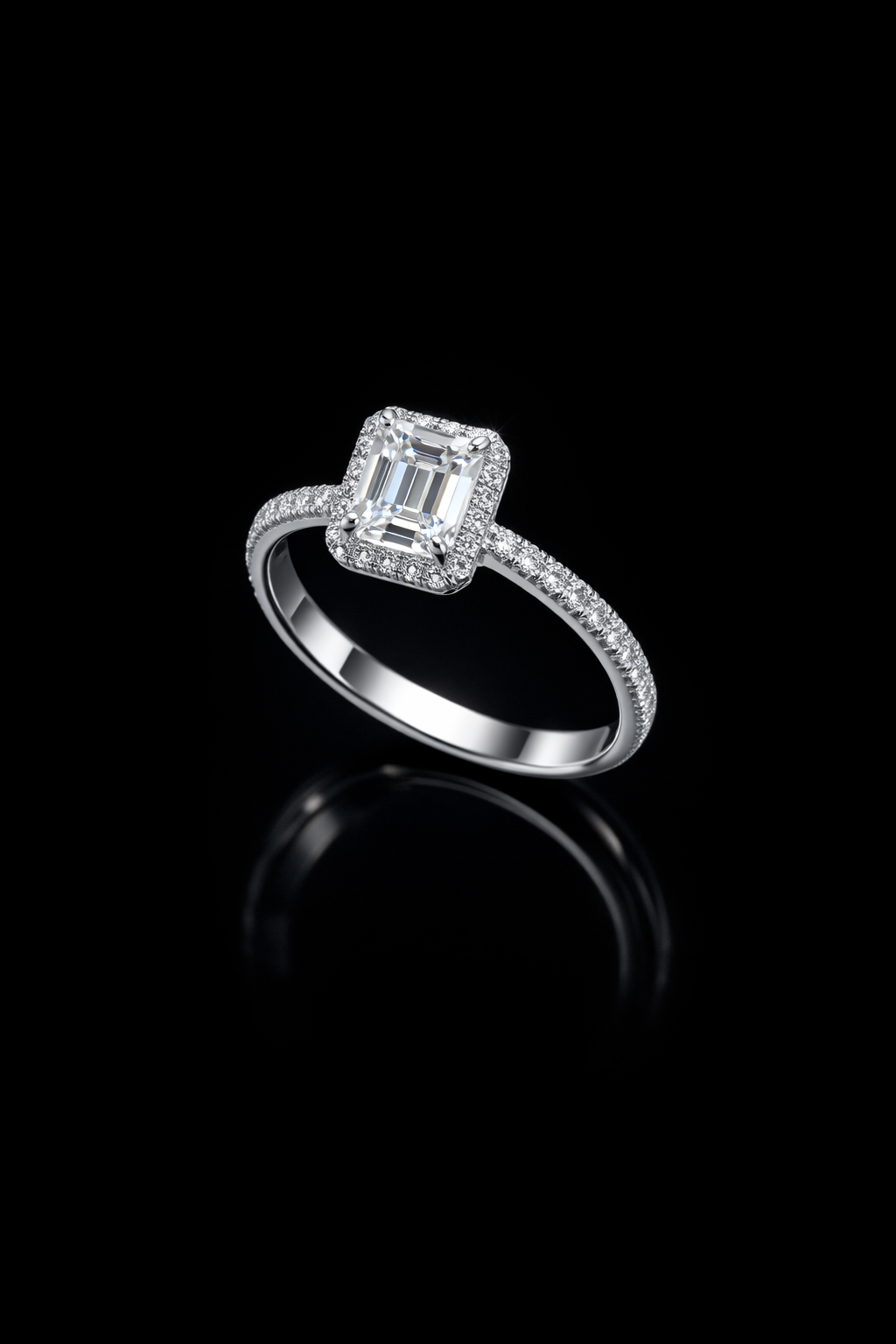 Baguette Centered Moissanite Ring