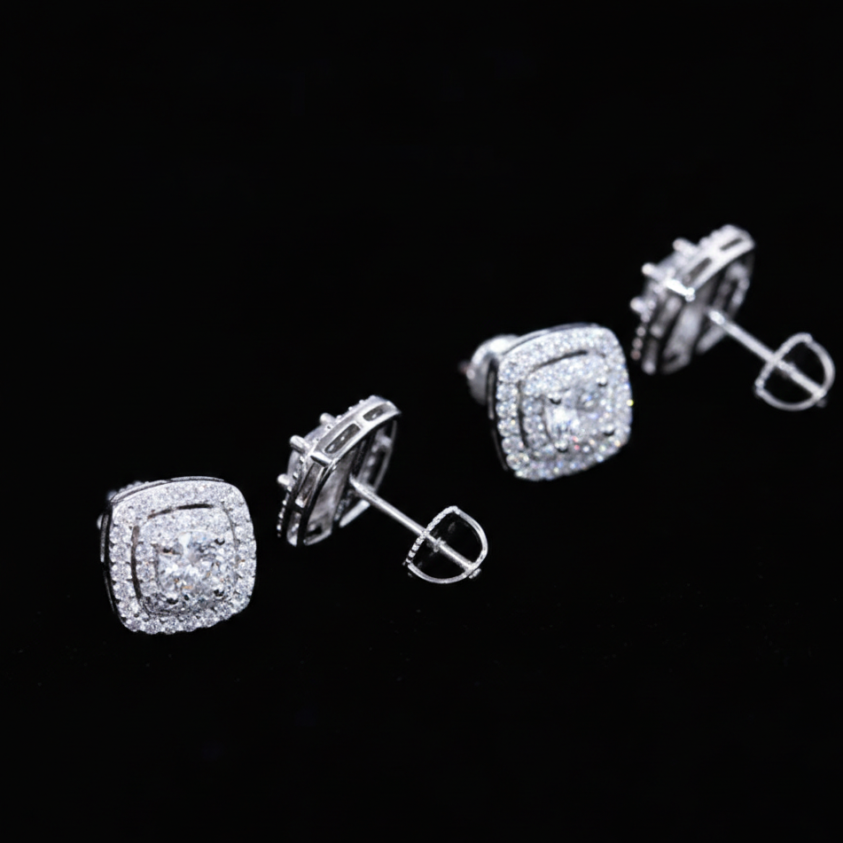Square Moissanite Studs